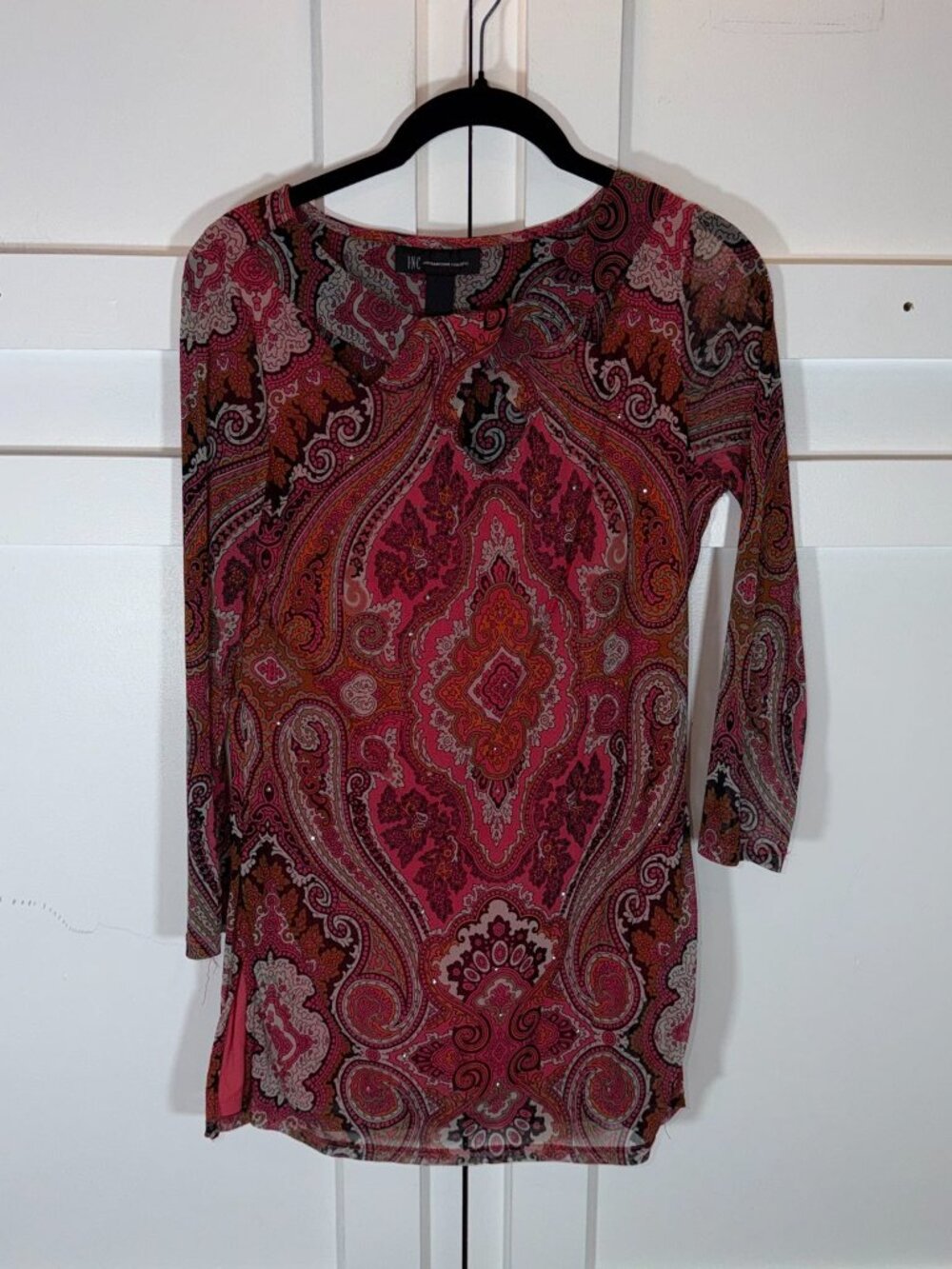 INC International Concepts INC Paisley Tunic Top Women S Pink - Picture 2 of 8